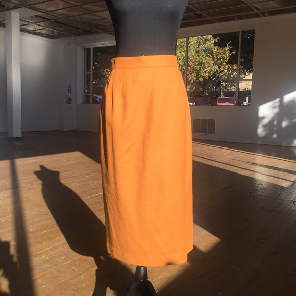 Sag Harbor Warm Pumpkin Spice Wool Medium Length strait skirt with split - Picture 2 of 4